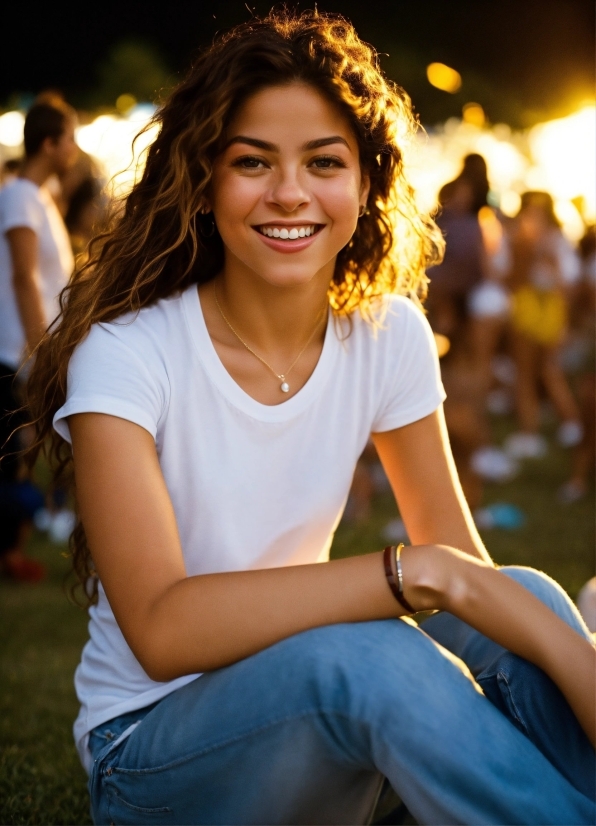 Smile, Lip, Jeans, Hairstyle, Facial Expression, Muscle