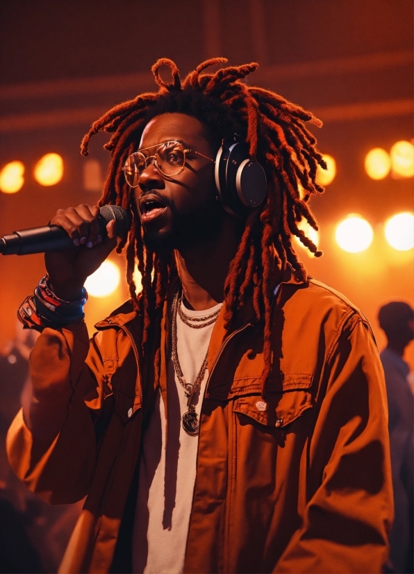 Microphone, Cornrows, Music, Entertainment, Performing Arts, Orange