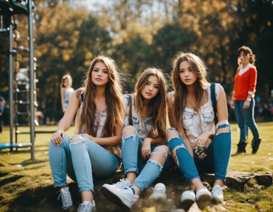 Footwear, Jeans, Shoe, Flash Photography, Happy, Grass