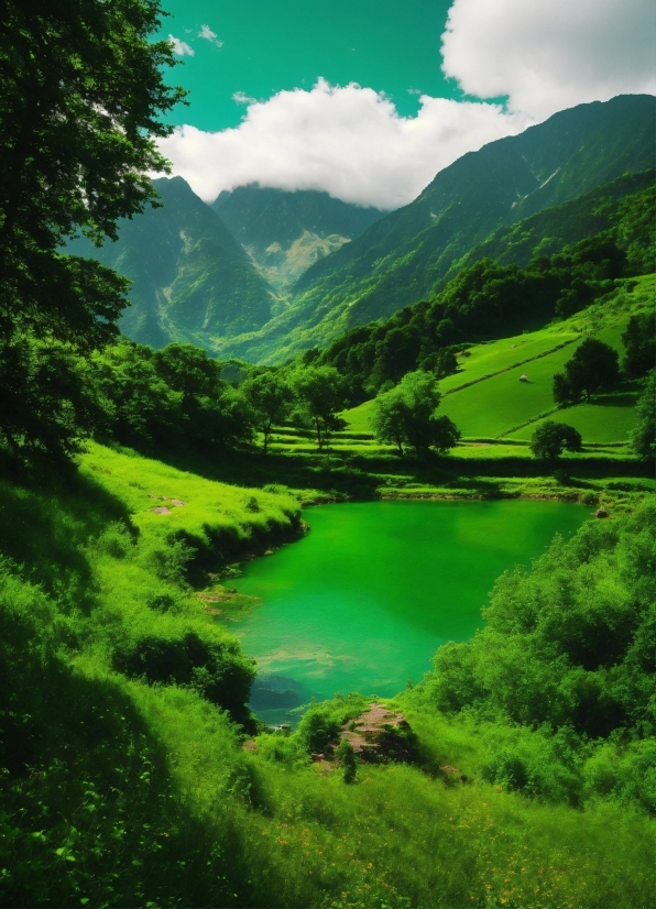 Cloud, Water, Mountain, Sky, Water Resources, Green