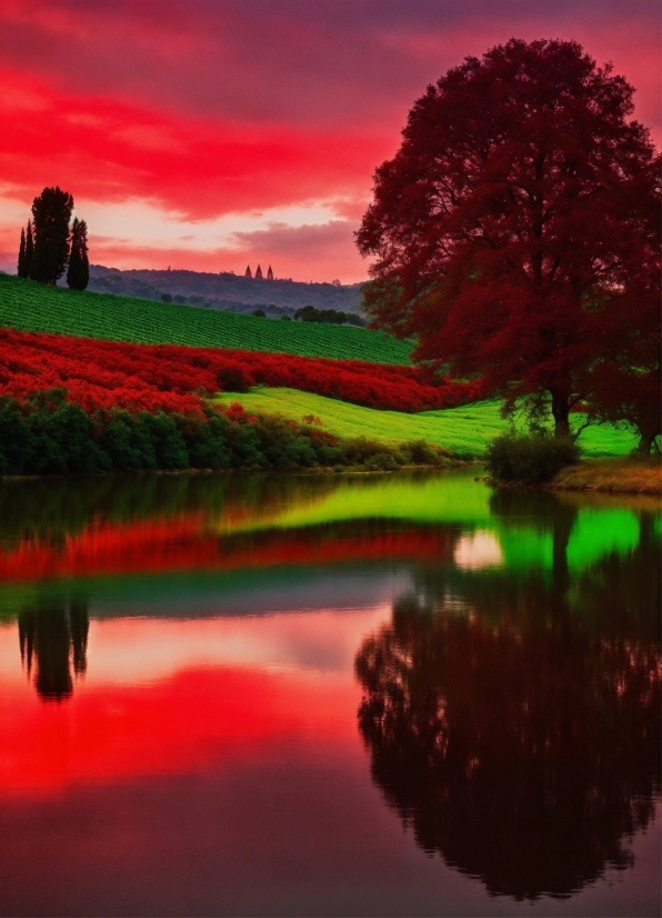 Water, Sky, Cloud, Plant, Natural Landscape, Afterglow