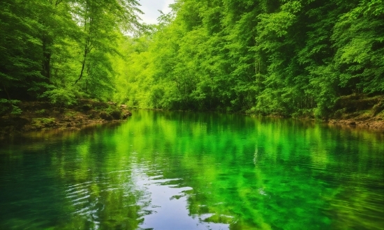 Water, Green, Plant, Tree, Fluvial Landforms Of Streams, Natural Landscape