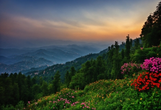 Cloud, Flower, Sky, Plant, Ecoregion, Mountain