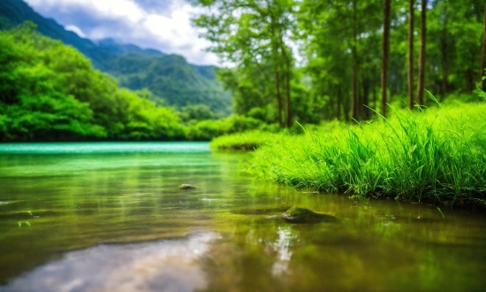 Water, Plant, Green, Sky, Fluvial Landforms Of Streams, Cloud