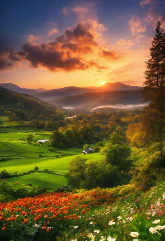 Cloud, Flower, Sky, Plant, Mountain, Ecoregion