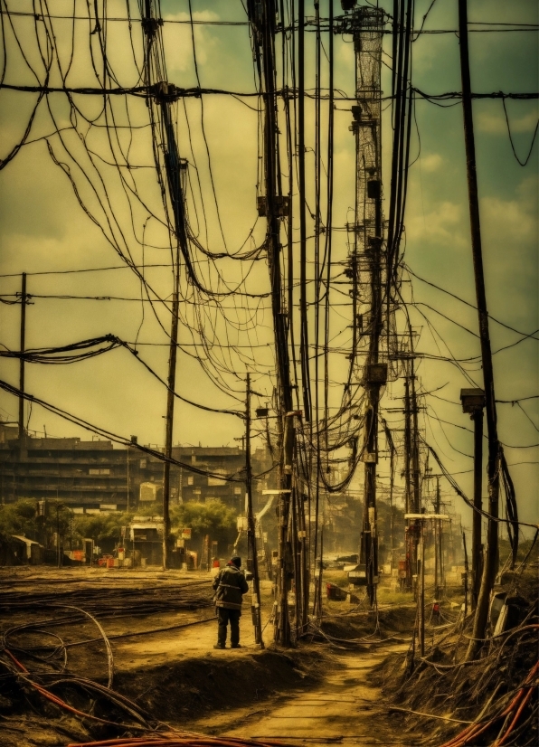 Sky, Cloud, Electricity, Wood, Branch, Overhead Power Line