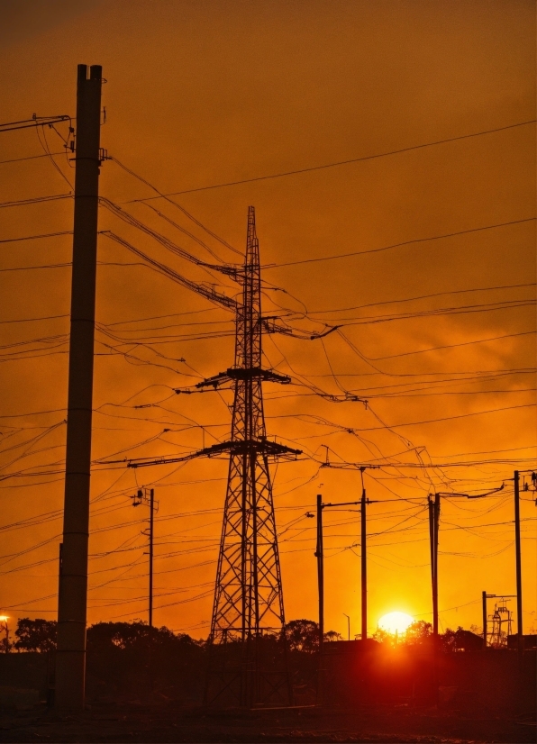 Sky, Atmosphere, Afterglow, Electricity, Overhead Power Line, Cloud