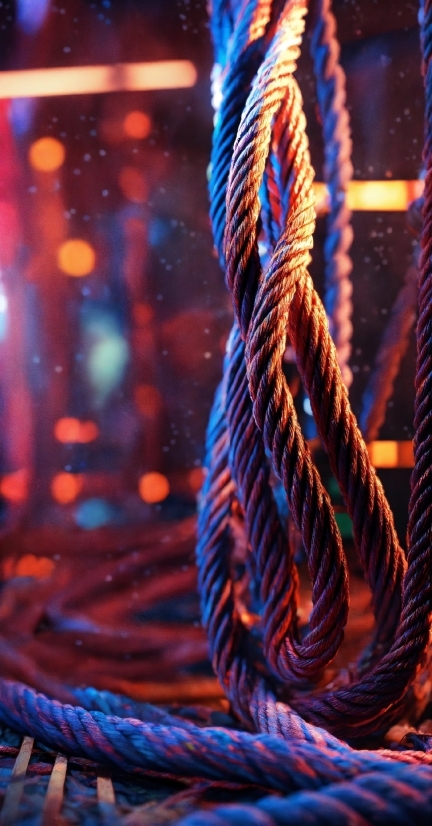 Electric Blue, Gas, Rope, Art, Close-up, Magenta