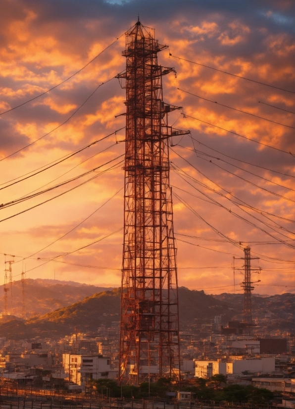 Cloud, Sky, Atmosphere, Afterglow, Tower, Electricity