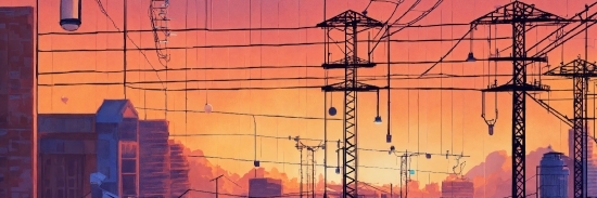 Sky, Afterglow, Light, Dusk, Orange, Electricity