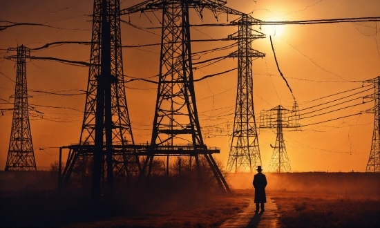 Sky, Atmosphere, Light, Afterglow, Electricity, Overhead Power Line