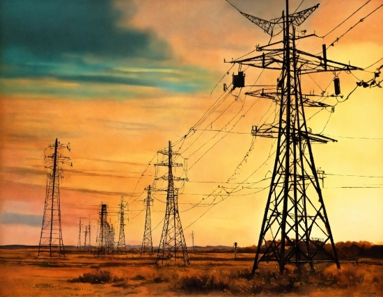 Cloud, Sky, Electricity, Overhead Power Line, Transmission Tower, Natural Landscape