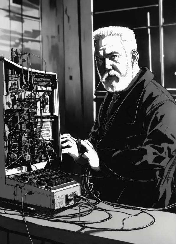 Standing, Computer, Engineering, Electronic Instrument, Monochrome, Audio Equipment