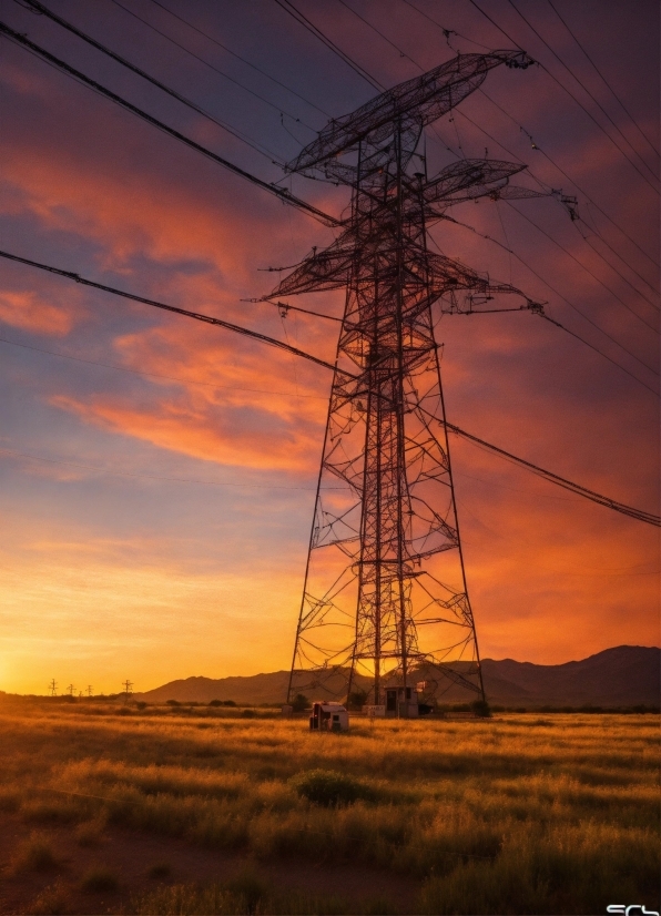 Cloud, Sky, Nature, Overhead Power Line, Afterglow, Electricity