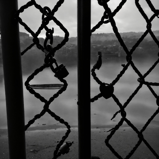 Sky, White, Black, Fence, Mesh, Black-and-white