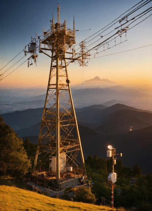 Sky, Atmosphere, Mountain, Nature, Overhead Power Line, Afterglow