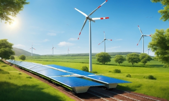 Sky, Windmill, Daytime, Plant, Light, Wind Farm