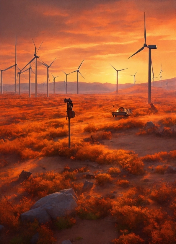 Windmill, Sky, Atmosphere, Ecoregion, Light, Cloud