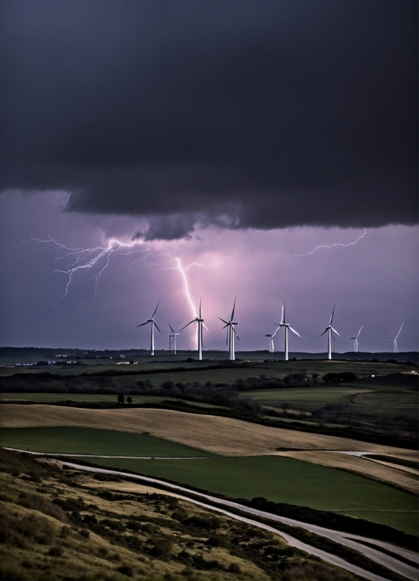 Cloud, Sky, Atmosphere, Lightning, Windmill, Ecoregion