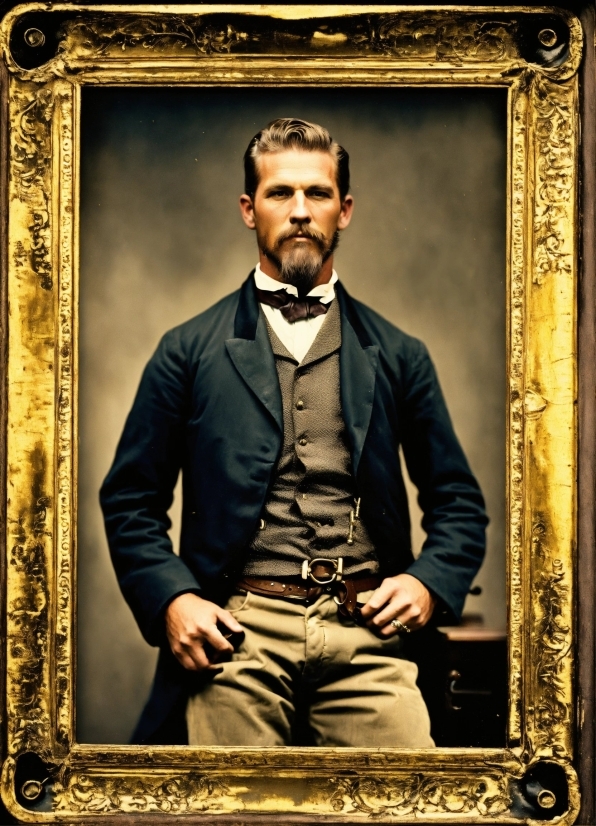 Photograph, Picture Frame, Beard, Sleeve, Art, Collar