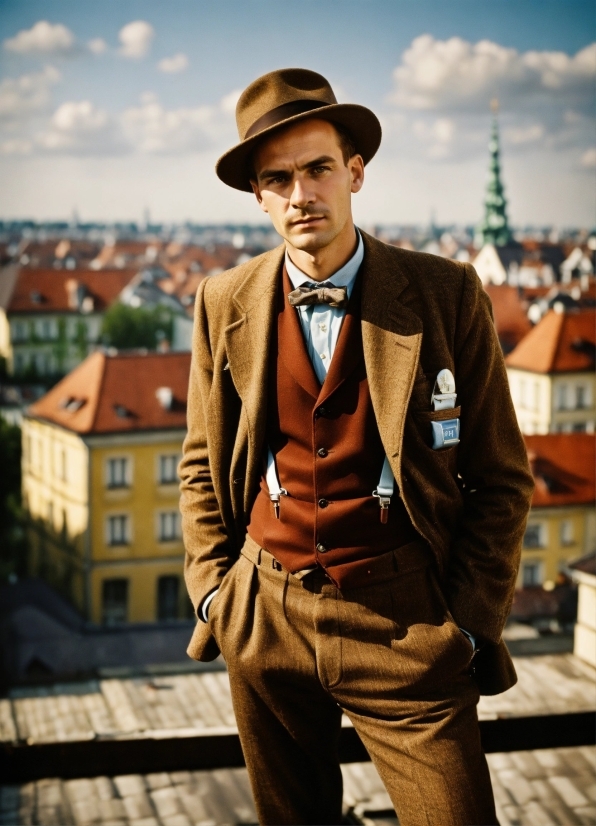 Clothing, Cloud, Hat, Sky, Dress Shirt, Fedora