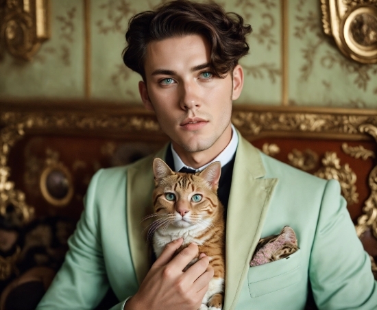 Hair, Cat, Felidae, Dress Shirt, Carnivore, Sleeve