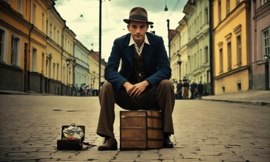 Hat, Building, Fedora, Flash Photography, Standing, Window