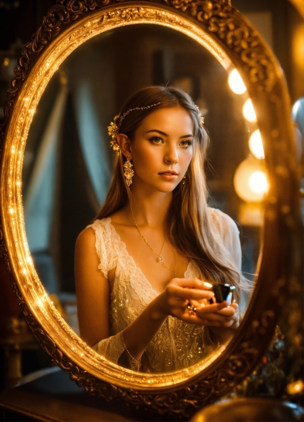 Hairstyle, Flash Photography, Smile, Mirror, Happy, Beauty