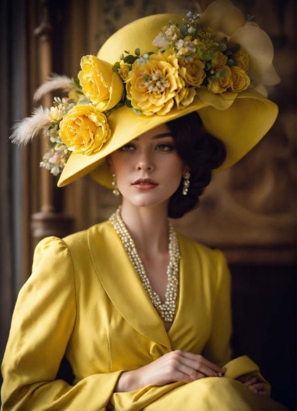 Hat, Plant, Flower, Dress, Sun Hat, Yellow