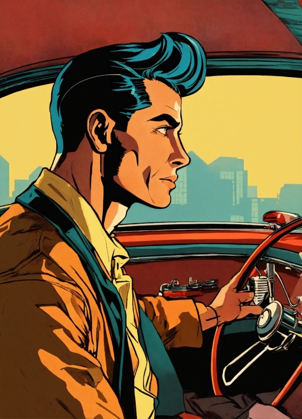 Art, Illustration, Fictional Character, Vehicle, Steering Wheel, Drawing