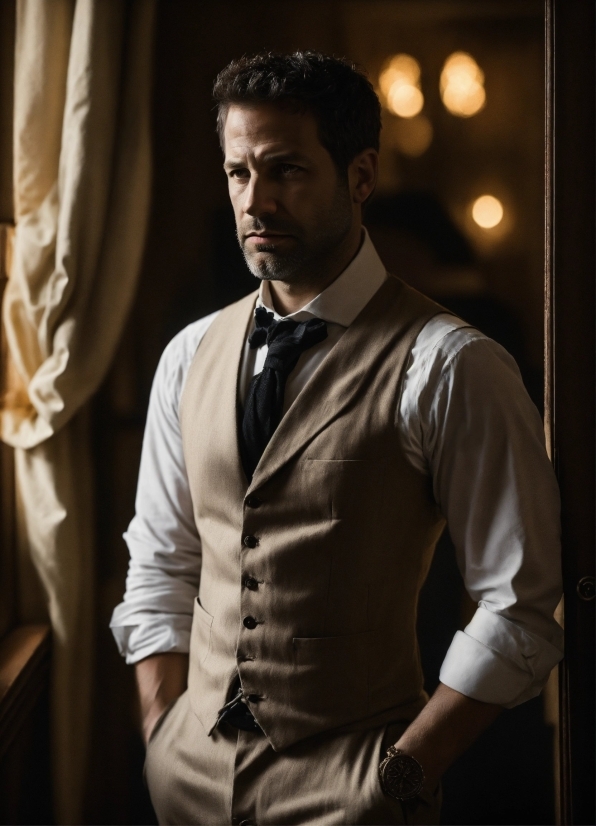 Dress Shirt, Flash Photography, Sleeve, Beard, Collar, Facial Hair