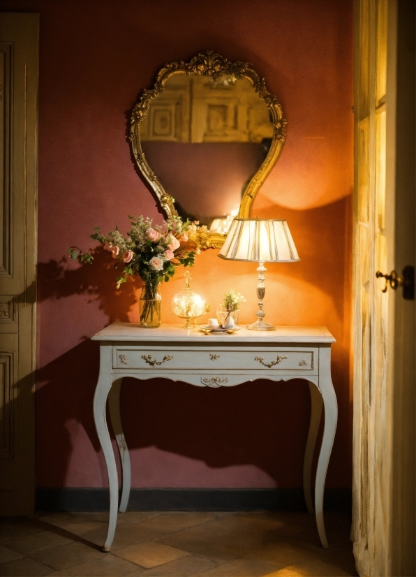 Mirror, Table, Flower, Light, Amber, Plant