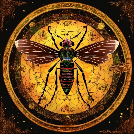 Pollinator, Insect, Arthropod, Amber, Gold, Art