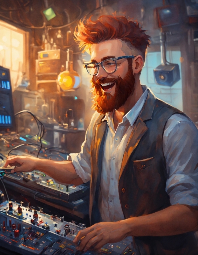 Glasses, Smile, Vision Care, Beard, Musical Instrument, Entertainment