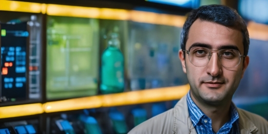 Glasses, Vision Care, Blue, Dress Shirt, Beard, Yellow