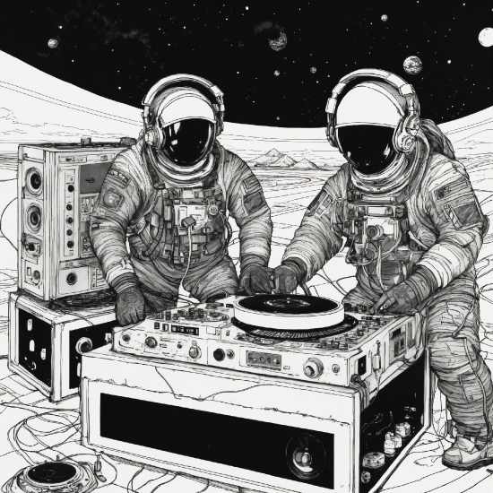 White, Astronaut, Style, Technology, Art, Monochrome