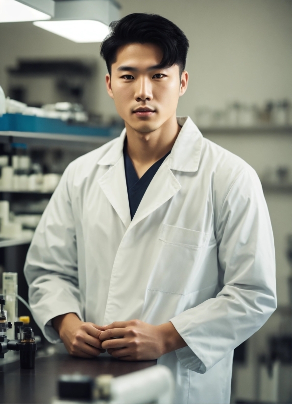 Dress Shirt, Sleeve, White Coat, Scientist, Collar, Eyelash