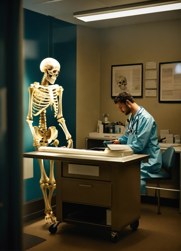 Art, Table, Skeleton, Desk, Machine, Science