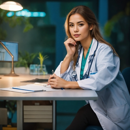 Table, Desk, Electric Blue, Fashion Design, White-collar Worker, Houseplant