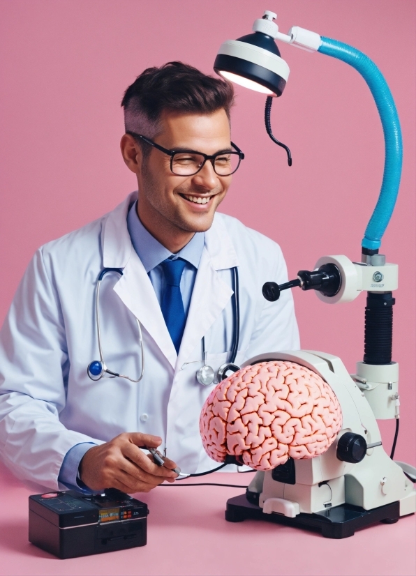 Glasses, Smile, Organ, Brain, Dress Shirt, Research