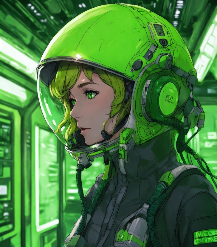 Green, Personal Protective Equipment, Space, Fictional Character, Art, Machine