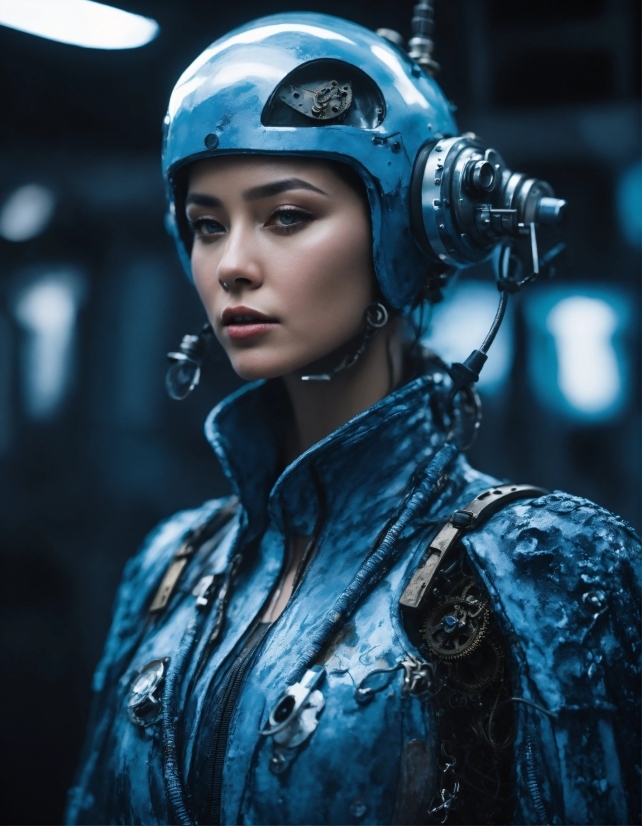 Flash Photography, Headgear, Black Hair, Helmet, Electric Blue, Fashion Design