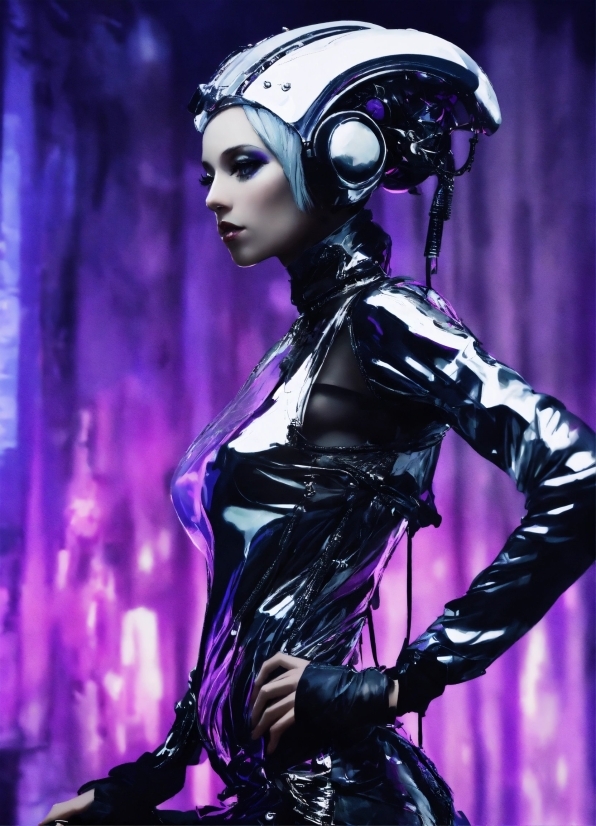 Purple, Latex Clothing, Sleeve, Flash Photography, Violet, Fashion Design