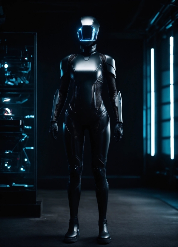 Standing, Art, Armour, Automotive Design, Darkness, Electric Blue