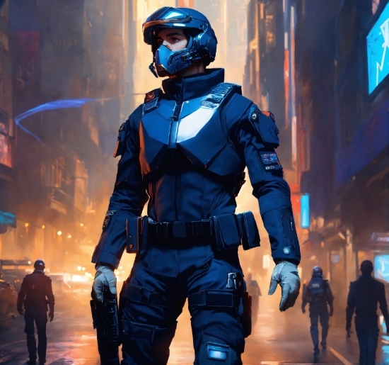 Electric Blue, Event, Machine, Entertainment, Personal Protective Equipment, Fictional Character