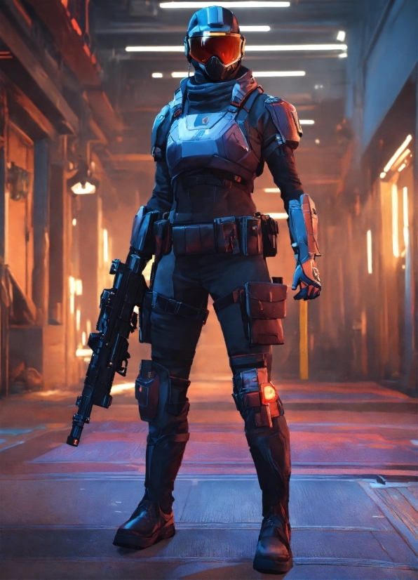 Machine, Ballistic Vest, Armour, Metal, Fictional Character, Electric Blue