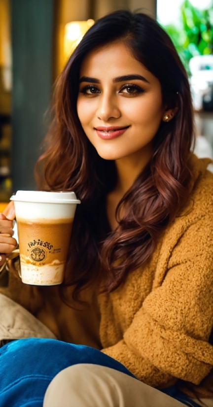 Lip, Smile, Hairstyle, Photograph, Facial Expression, Drinkware