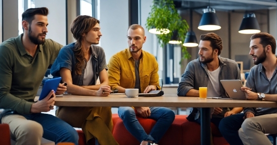 Clothing, Jeans, Table, Plant, Laptop, Houseplant