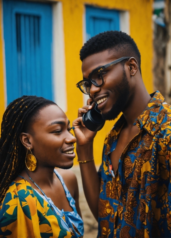 Smile, Glasses, Microphone, Facial Expression, Blue, Vision Care