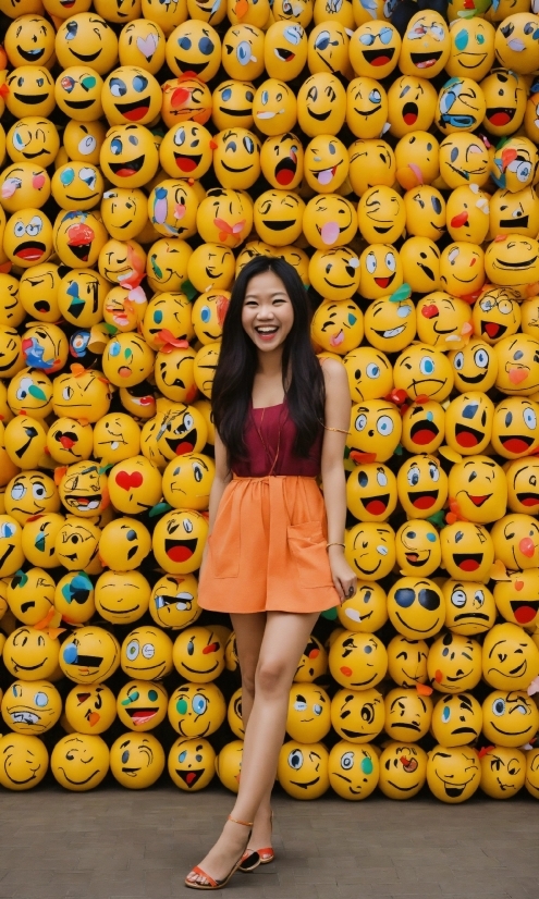 Smile, Shoe, Photograph, Plant, Facial Expression, Orange